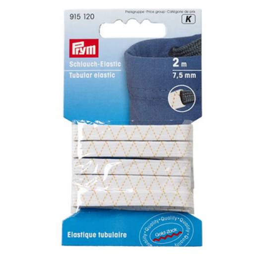 Schlauch-Elastic 7,5 mm weiß - 2 m-Karte - Prym