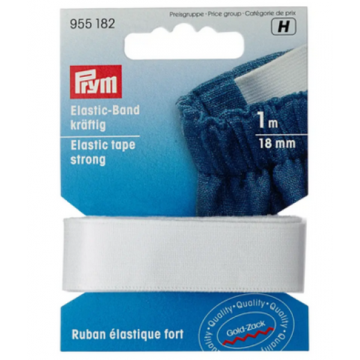 Elastic-Band kräftig 18 mm weiß - 1 m-Karte - Prym