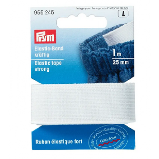 Elastic-Band kräftig 25 mm weiß - 1 m-Karte - Prym
