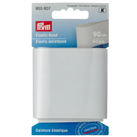 Elastic-Bund 60 mm weiß - 0,9 m-Karte - Prym