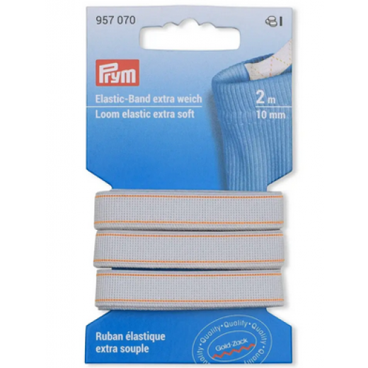Elastic-Band extra weich 10 mm weiß - 2 m-Karte - Prym