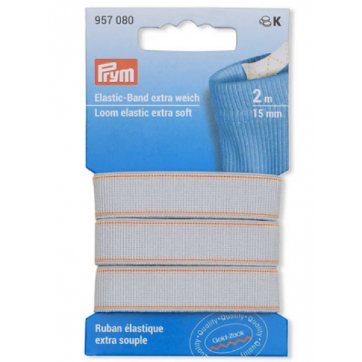 Elastic-Band extra weich 15 mm weiß - 2 m-Karte - Prym