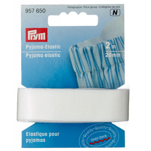 Pyjama-Elastic 20 mm weiß - 2 m-Karte - Prym