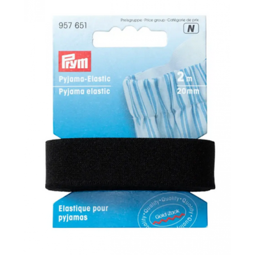 Pyjama-Elastic 20 mm schwarz - 2 m-Karte - Prym