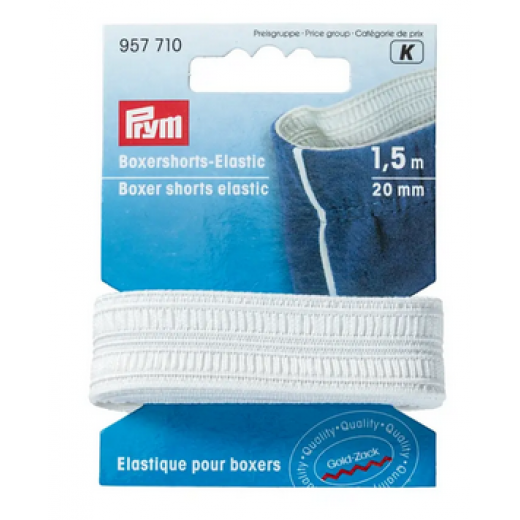 Boxershorts-Elastic 20 mm rohweiß - 1,5 m-Karte - Prym