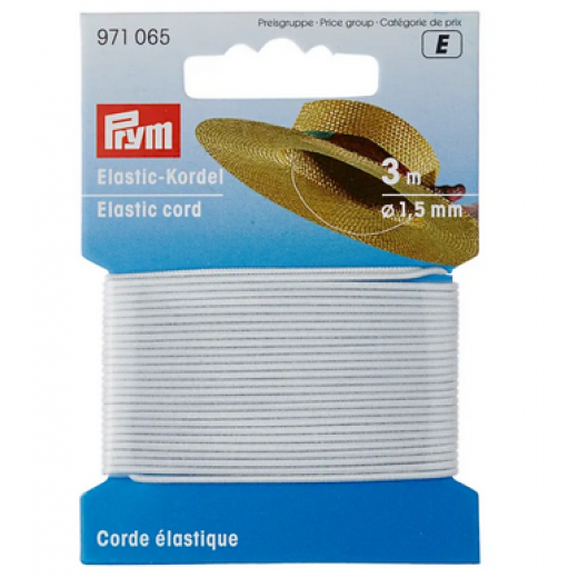 Elastic-Kordel 1,5 mm weiß - 3 m-Karte - Prym