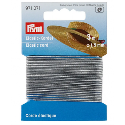 Elastic-Kordel 1,5 mm silberfarbig - 3 m-Karte - Prym