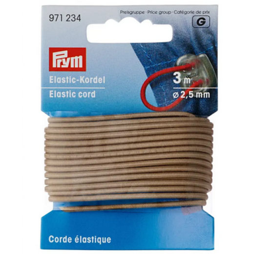 Elastic-Kordel 2,5 mm beige - 3 m-Karte - Prym