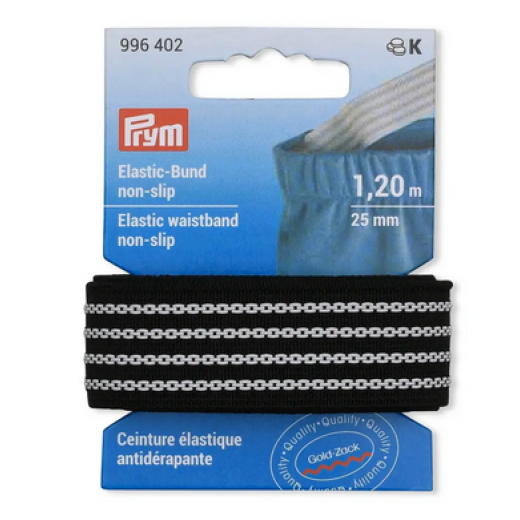 Elastic-Bundband non-slip 25 mm schwarz - 1,2 m-Karte - Prym