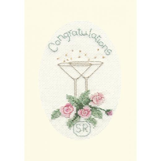 Bothy Threads Stickpackung - Greeting Card - Rose And Champagne