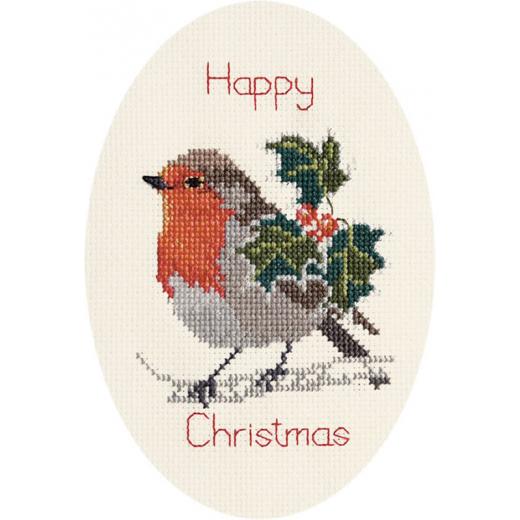 Bothy Threads Stickpackung - Christmas Card - Holly And Robin