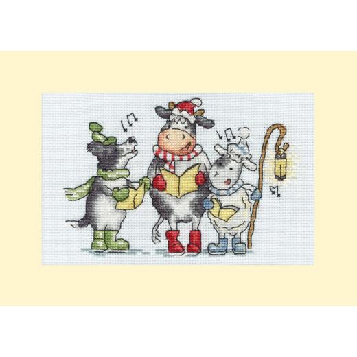 Bothy Threads Stickpackung - Christmas Card - Woof, Moo, Baa!