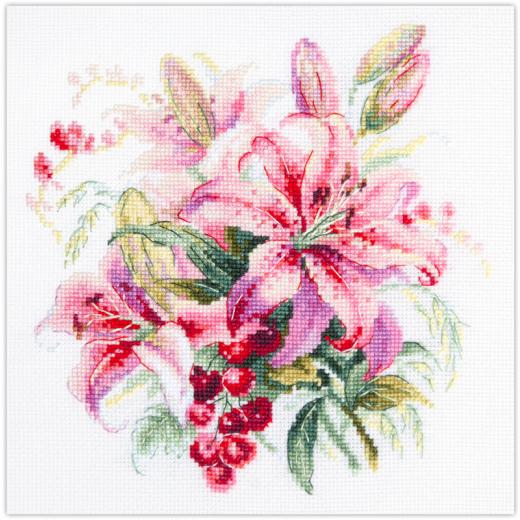 Magic Needle - Stickbild Pink Lilies