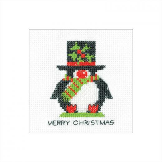 Heritage Crafts Stickpackung - Penguin Card - Top Hat mit Passepartoutkarte