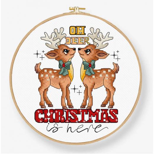 Leti Stitch Stickpackung - Oh Deer Christmas Is Here mit Stickring