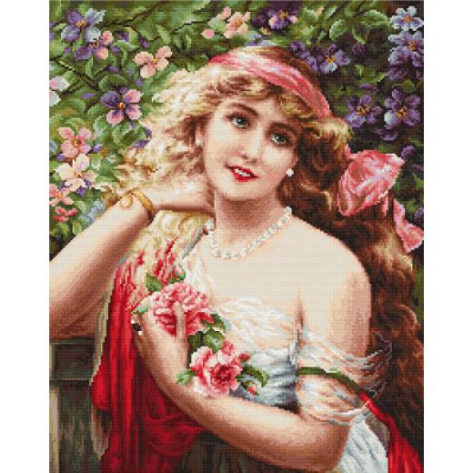 Luca-S Stickpackung Gobelinpackung - Young Lady with Roses