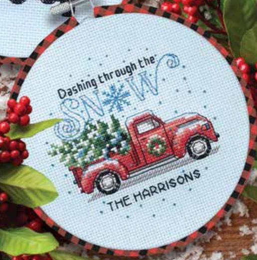 Stickpackung Dimensions - Holiday Family Truck mit Stickring