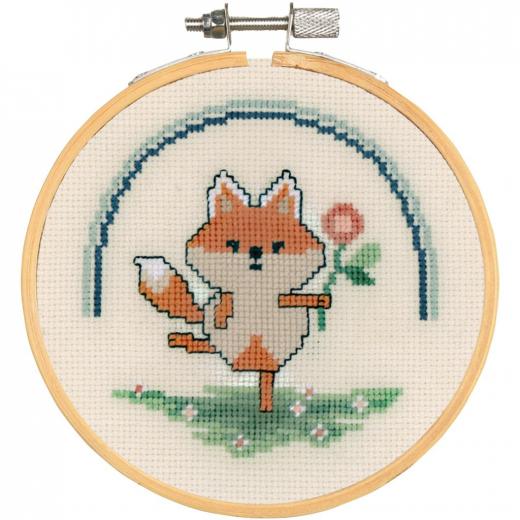 Vervaco Verachtert - Stickbild Fuchs mit Blume mit Stickring