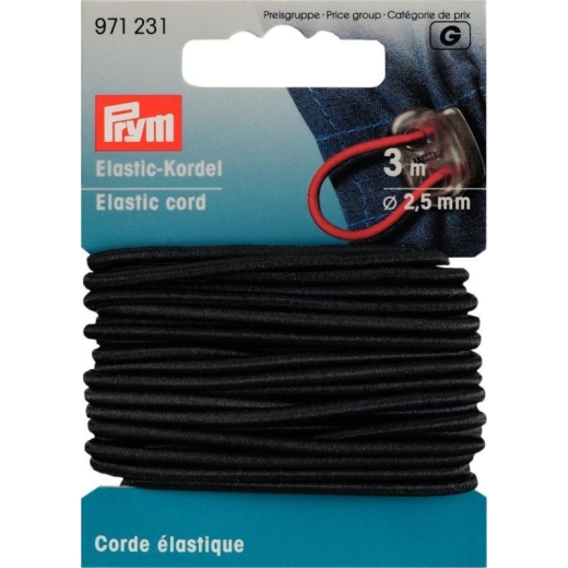 Elastic-Kordel 2,5 mm schwarz - Prym 971231