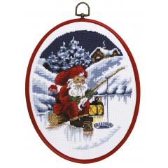 Permin Stickpackung - Weihnachtszwerg beim Angeln mit Stickring