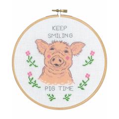 Permin Stickpackung - Keep smiling pig time mit Stickring