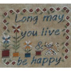 Stickvorlage Romys Creations - Long May You Live And Be Happy