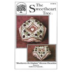 Stickvorlage The Sweetheart Tree - Blackberries On Gingham Biscornu
