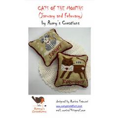 Stickvorlage Romys Creations - Cats Of The Months - Jan & Feb