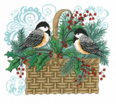 Stickvorlage Imaginating - Winter Chickadee Basket