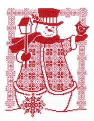 Stickvorlage Imaginating - Redwork Snowman