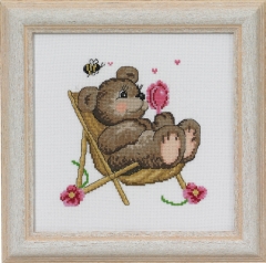 Permin Stickpackung - Teddybär im Liegestuhl