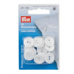 Wäscheknöpfe Kunststoff weiß Ø 15 mm - Prym