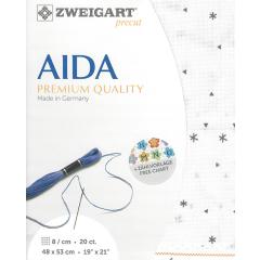 Zweigart Aida Extra Fine Precut 20ct - sparkle weiß-grau (48x53 cm)