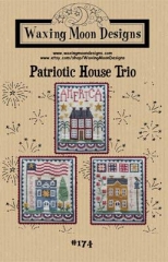 Stickvorlage Waxing Moon Designs - Patriotic House Trio