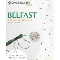 Zweigart Belfast Precut 32ct - sparkle weiß-grau (48x68 cm)