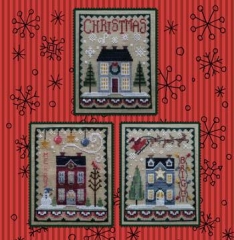 Stickvorlage Waxing Moon Designs - Christmas House Trio