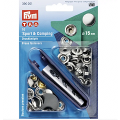 Nähfrei-Druckknöpfe Ø 15 mm silberfarbig mit Werkzeug - Prym