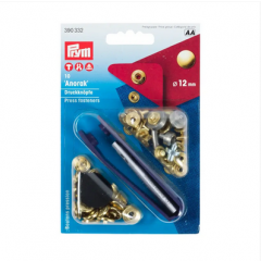 Nähfrei-Druckknöpfe Ø 12 mm goldfarbig mit Werkzeug - Prym
