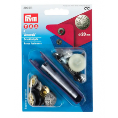 Nähfrei-Druckknöpfe Ø 20 mm mattsilber mit Werkzeug - Prym