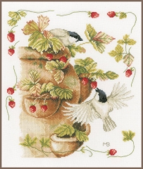 Lanarte Stickpackung - Vögel & Erdbeeren