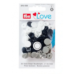 Nähfrei-Druckknöpfe Ø 12,4 mm Color Snaps grau/marine/weiß - Prym
