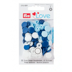Nähfrei-Druckknöpfe Ø 12,4 mm Color Snaps blau/hellblau/weiß - Prym