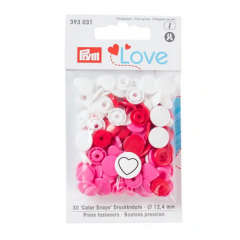 Nähfrei-Druckknöpfe Ø 12,4 mm Color Snaps Herz pink/rot/weiß - Prym