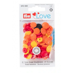 Nähfrei-Druckknöpfe Ø 13,6 mm Color Snaps Blume gelb/gold/rot - Prym