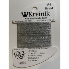 Kreinik Very Fine #4 Braid 001 - Silver