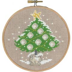 Permin Stickpackung - Baum mit Weihnachtskugeln mit Stickring
