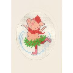 Permin Stickpackung - Passepartoutkarte Schwein mit Weihnachtsmütze