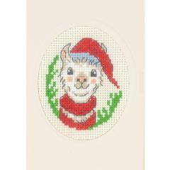 Permin Stickpackung - Passepartoutkarte Alpaka mit Weihnachtsmütze
