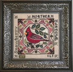 Stickvorlage Tellin Emblem - Birdie & Berries - Northern Cardinal