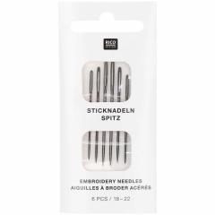 Sticknadeln Stärke 18-22 mit Spitze nickelfrei - 6 Stück - Rico Design